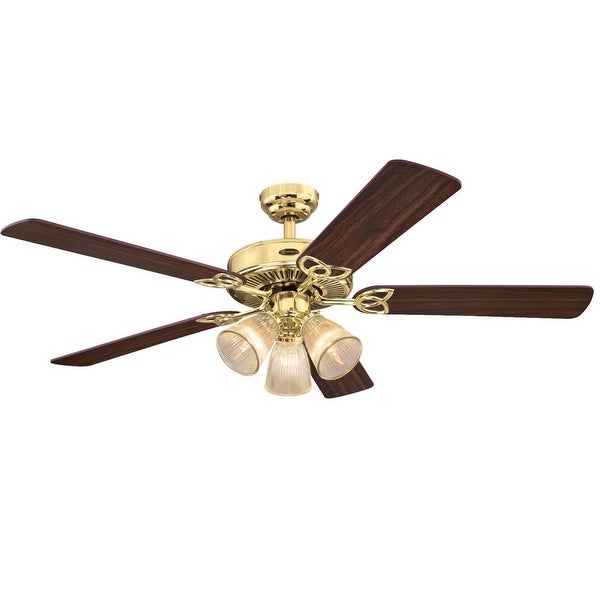 Westinghouse Lighting Vintage 52-Inch Indoor 5-Blade Ceiling Fan， Dimmable LED Light with Clear Ribbed Glass Shopping - The Best Deals on Ceiling Fans | 39655602