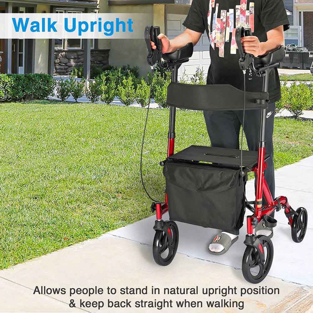 Yescom Upright Walker Stand Up Walker Folding Rollator 4 Wheels