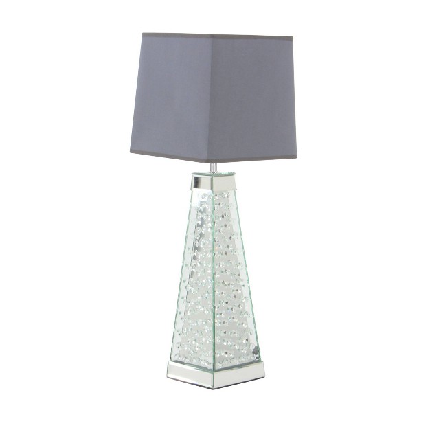 Contemporary Glass Mirrored Table Lamp Silver Olivia amp May