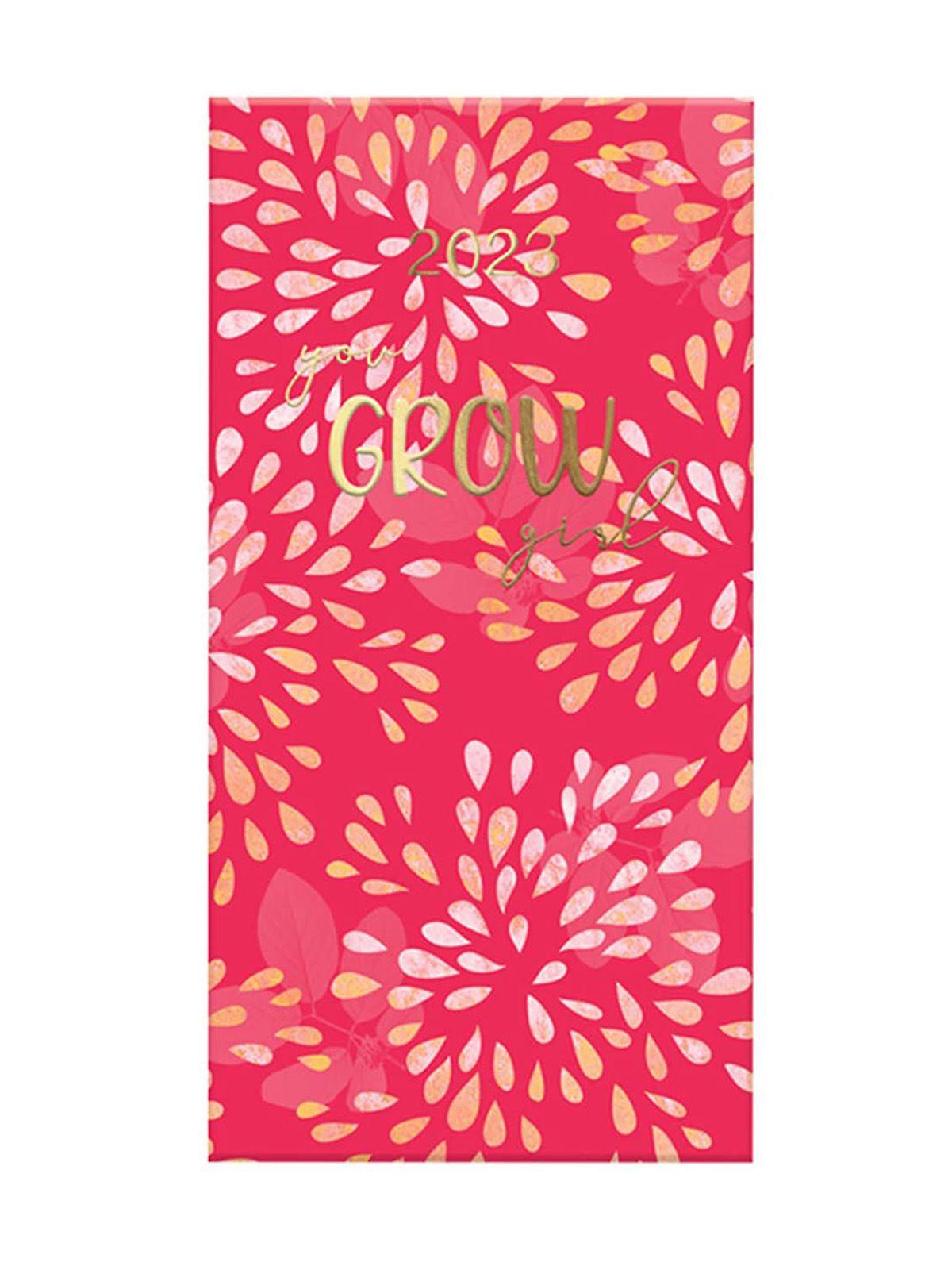 2023 Stylish You Grow Girl Pink Seed Design Slimline Hardcover Diary Week to View