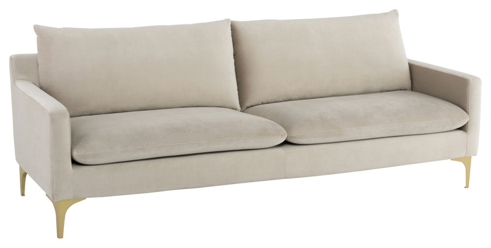 Anders Nude Fabric Triple Seat Sofa  Hgsc568   Midcentury   Sofas   by Kolibri Decor  Houzz