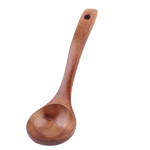 Wood Hanging Hole Design Cooking Porridge Soup Hot Pot Spoon Ladle - Brown - 8.3