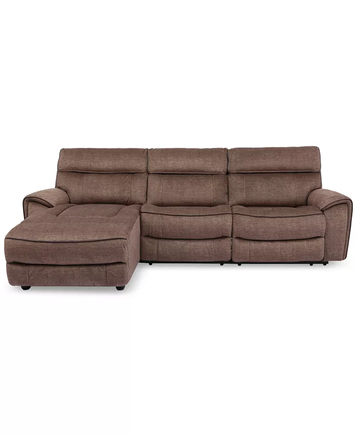 Furniture Hutchenson 3-Pc. Fabric Chaise Sectional with Power Recliner and Power Headrest