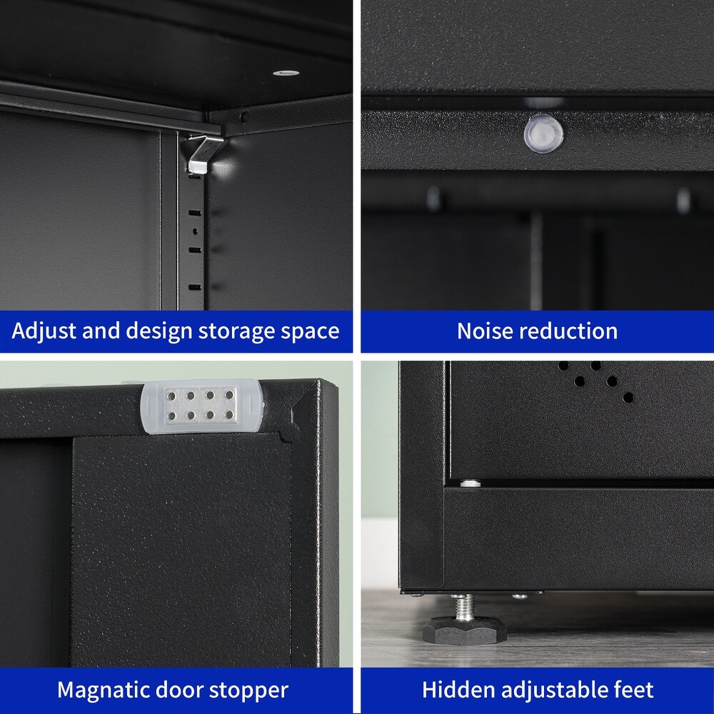 High Storage Cabinet with 2 Doors and 4 Partitions