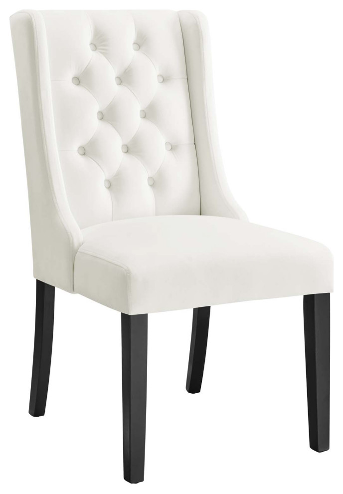 Baronet Performance Velvet Dining Chairs  Set of 2  White   Transitional   Dining Chairs   by First of a Kind USA Inc  Houzz