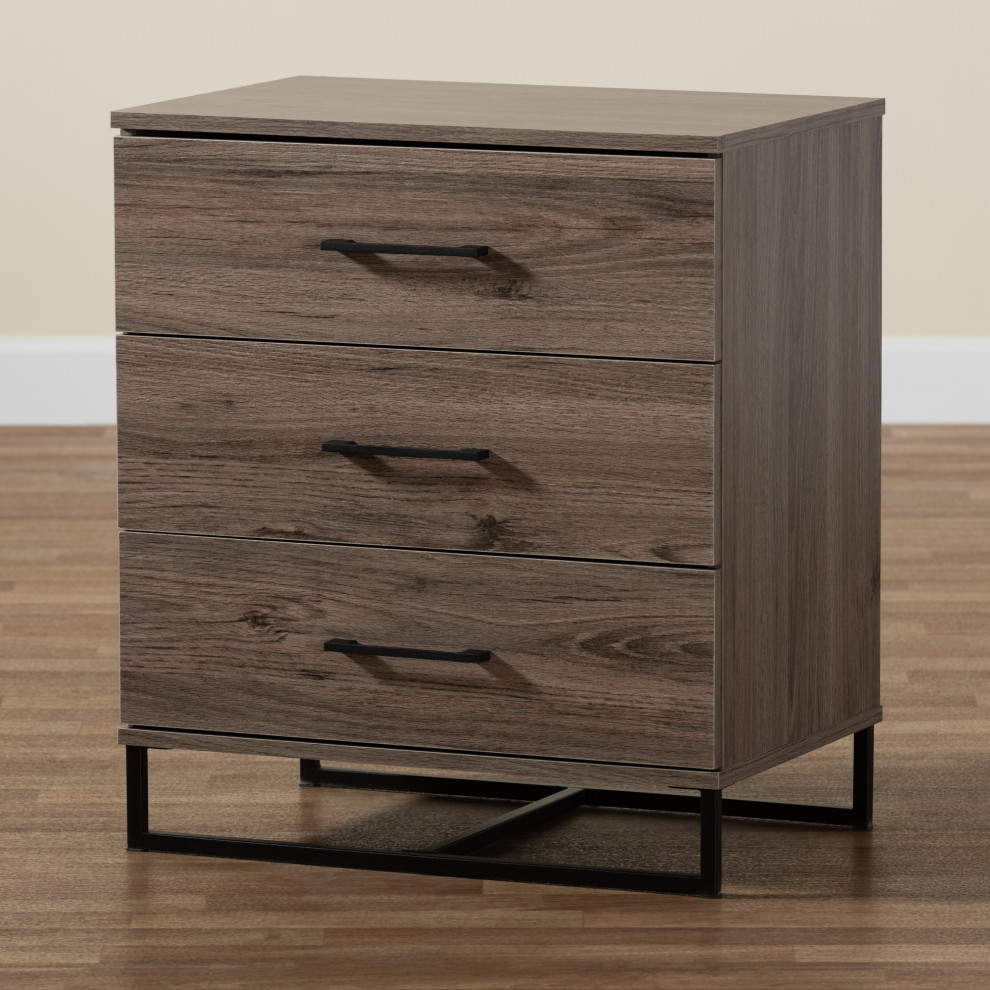 Daxton Modern and Contemporary Rustic Oak Finished Wood 3 Drawer Storage Chest   Transitional   Accent Chests And Cabinets   by GwG Outlet  Houzz