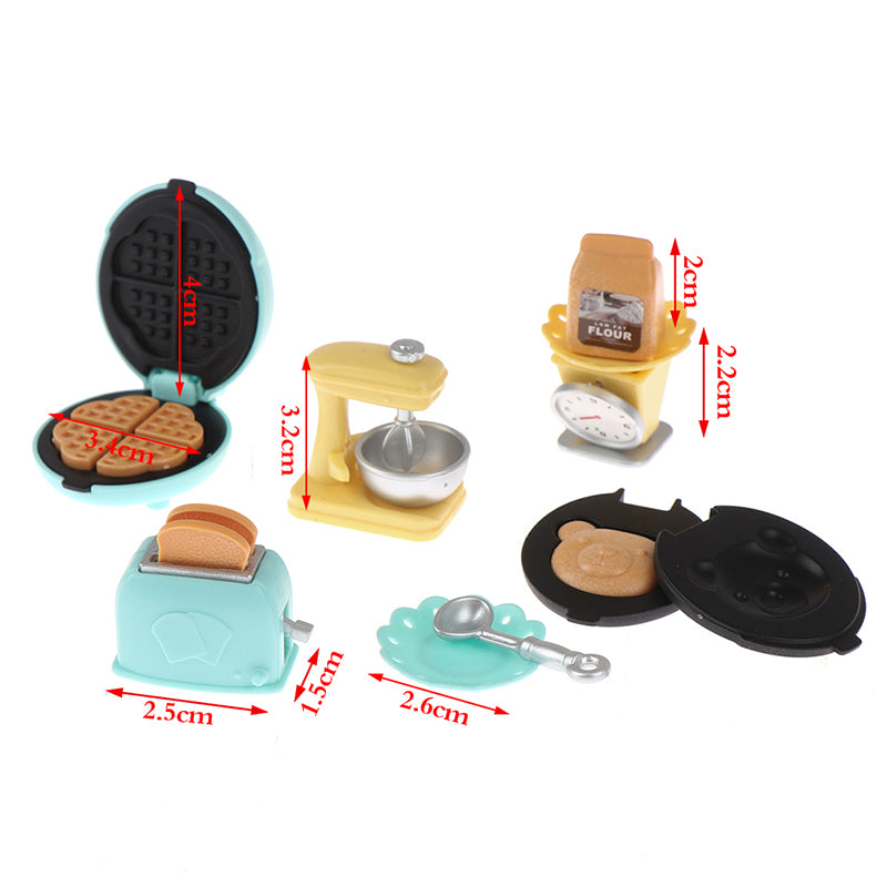 MageCrux 1Set 1:12 Dollhouse Mini Bread Machine Toaster Whisk Weigh Plate Food Kitchen Set