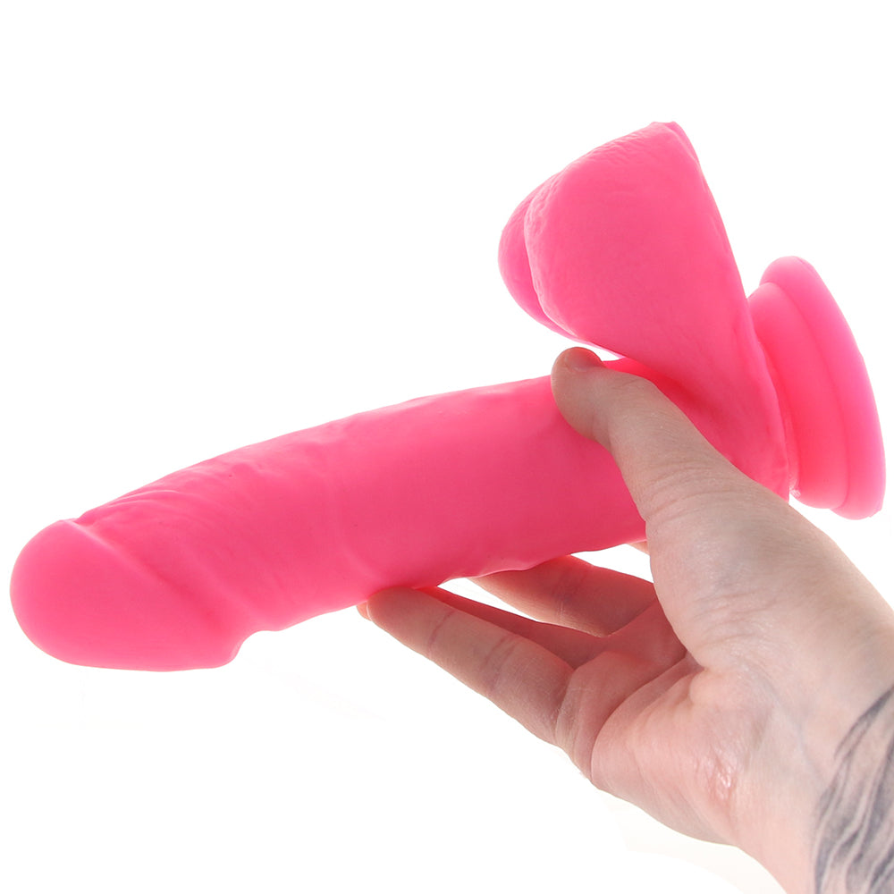 Neo 8 Inch Dual Density Ballsy Dildo in Pink