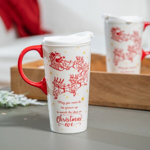 Ceramic Perfect Travel Cup，17oz，w/ Gift Box，Christmas Eve