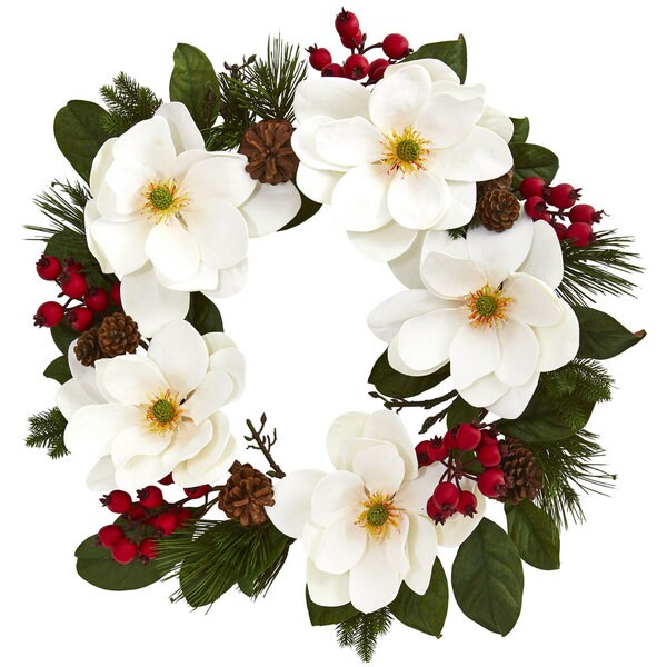 26 Magnolia，Pine and Berries Wreath