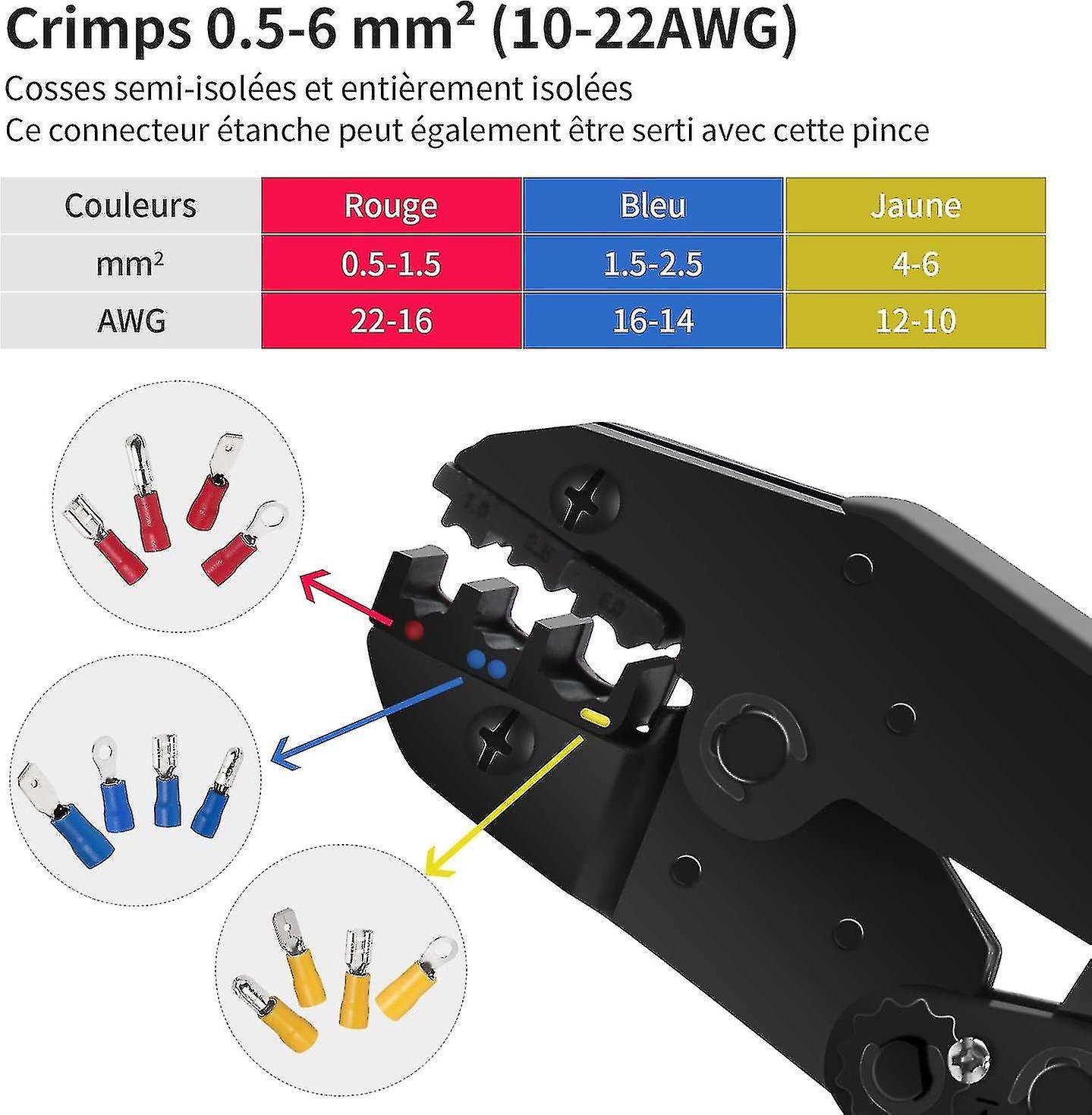 Ratchet Crimper And 700 Electrical Lugs For 0.5-6mm Cables