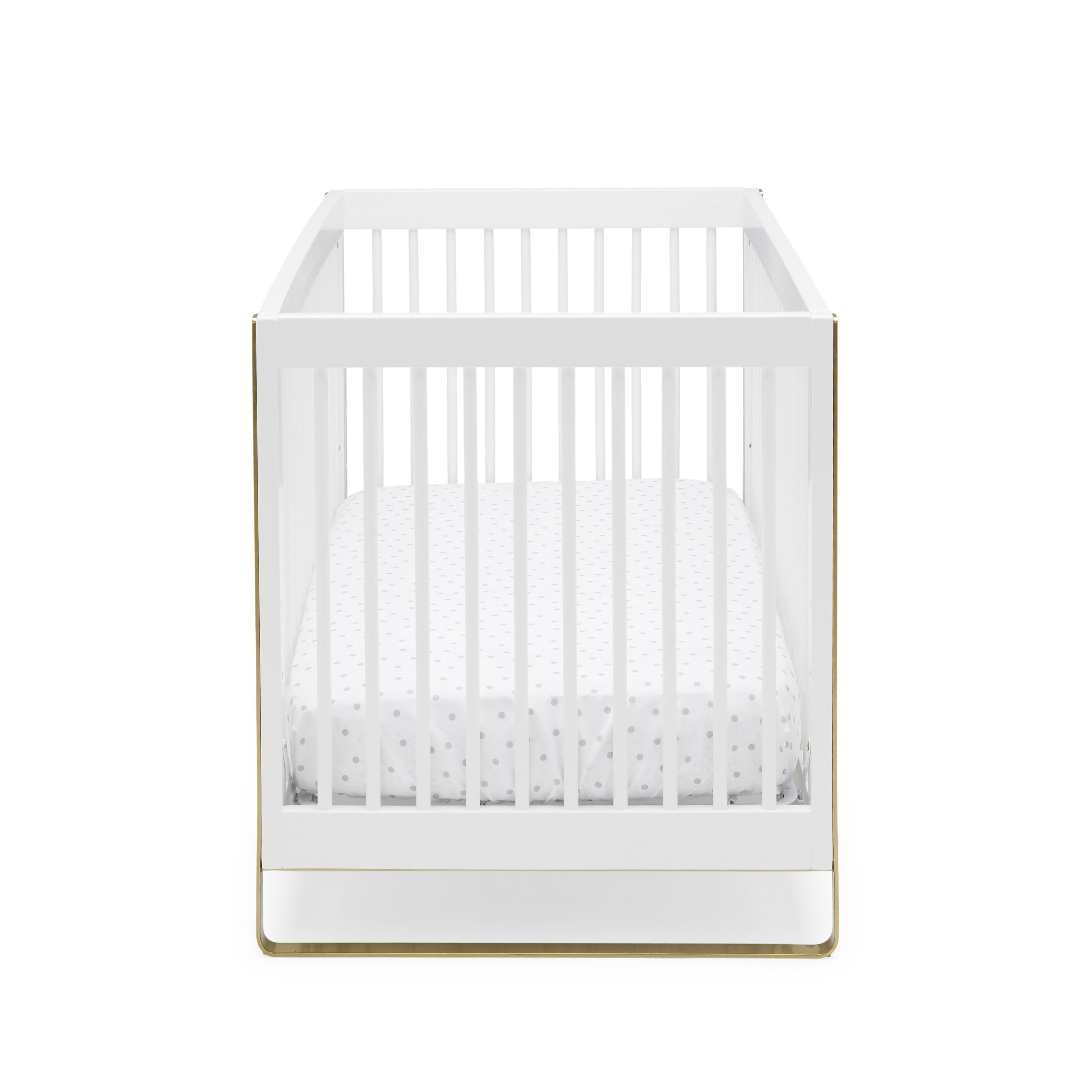 MoDRN Glam 3-In-1 Convertible Crib, Bianca White with Satin Brass