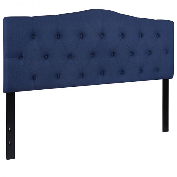 Cambridge Tufted Upholstered Queen Size Headboard in Navy Fabric