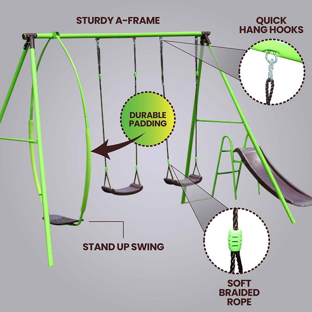 FLYBAR Swurfer Swing Sets for Backyard Playground Sets for Backyard Playset with Swings Slide Holds Up to 400 lbs. SW23200G