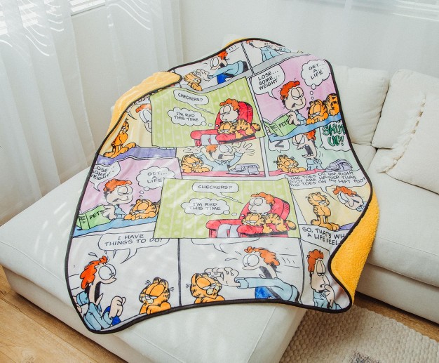 Silver Buffalo Garfield And Jon Comic Strip Panels Throw Blanket 50 X 60 Inches