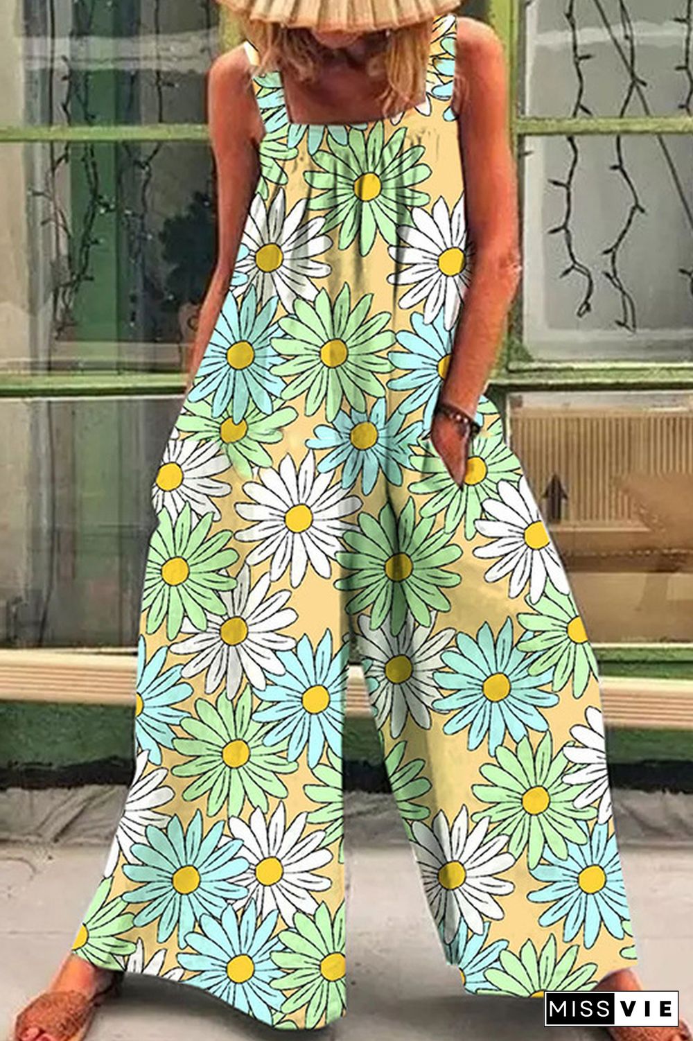 Allover Print Pocket Detail Cami Jumpsuit