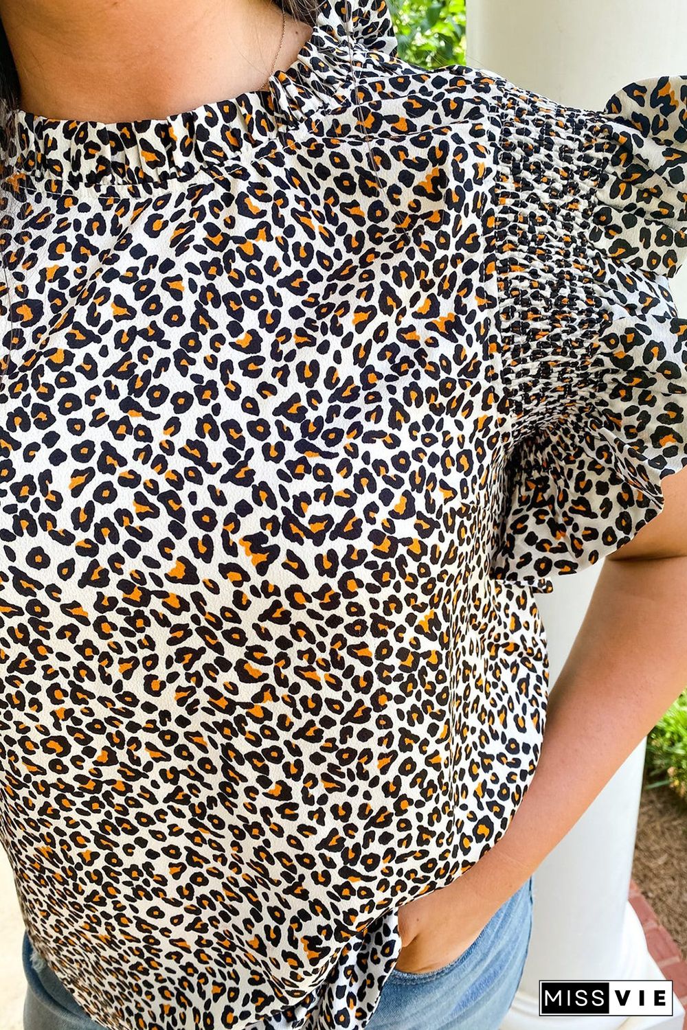 Plus Size Leopard Print Ruffle Tank Top