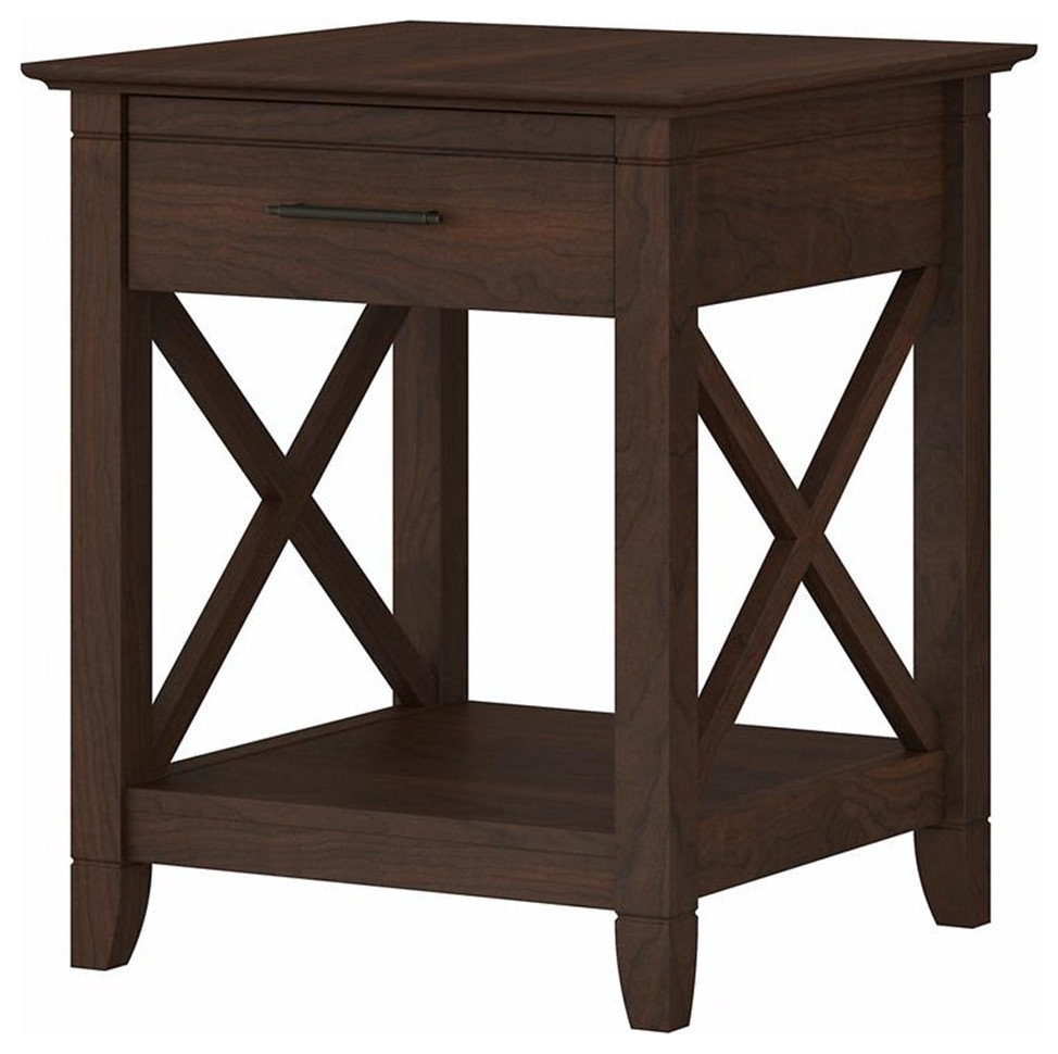 Key West End Table with Storage in Bing Cherry   Engineered Wood   Side Tables And End Tables   by Homesquare  Houzz