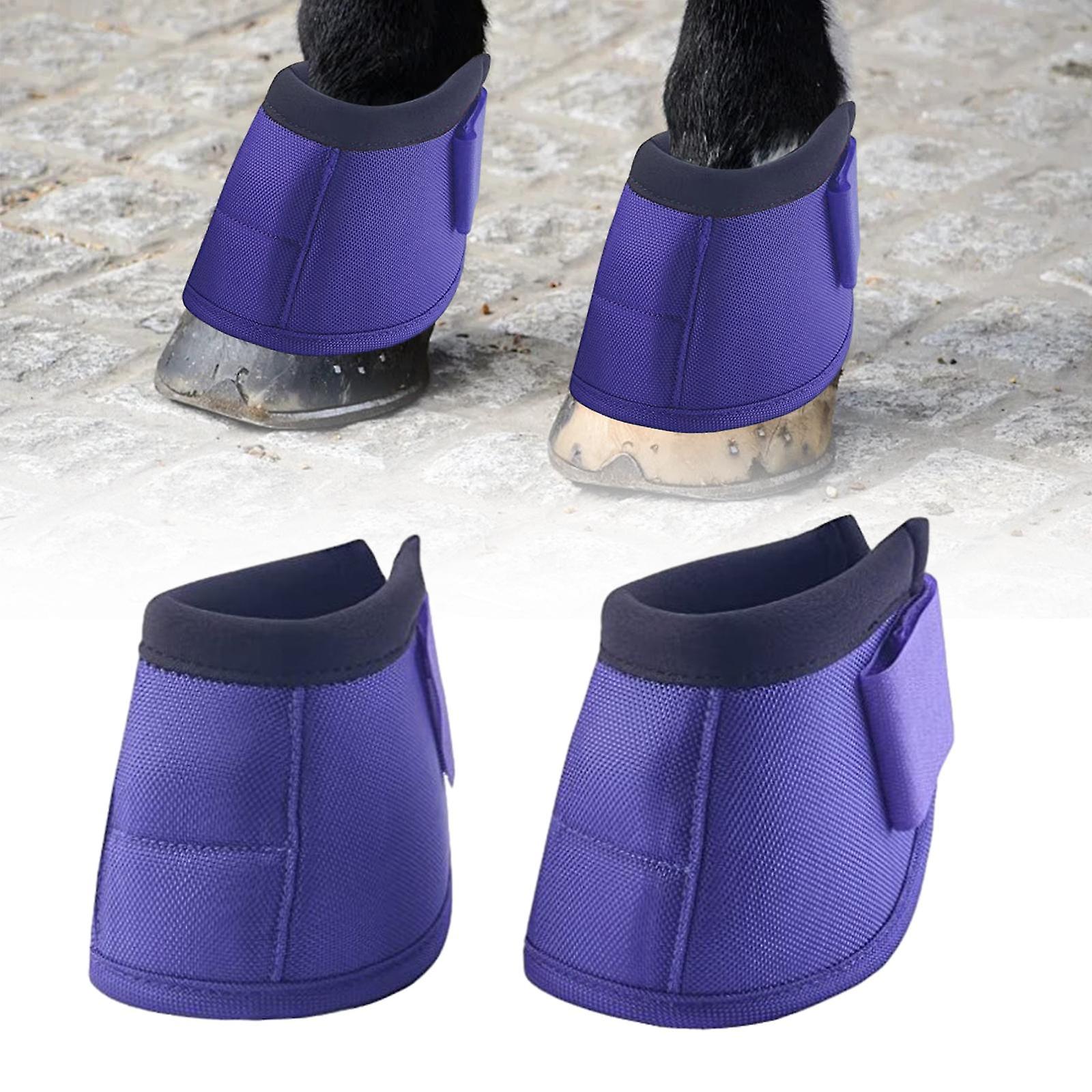 Horse Bell Boots Lightweight Pair Portable Equestrian Equipment Purple S