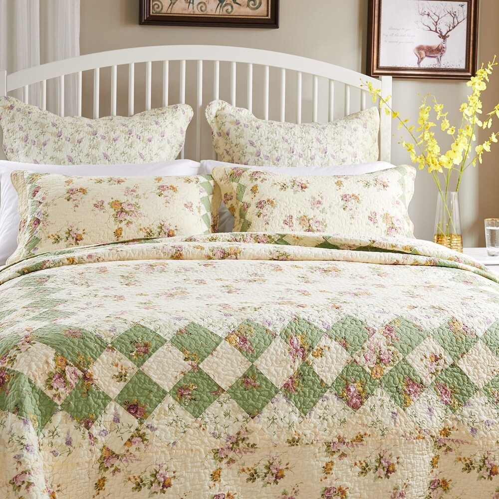 Greenland Home Fashions Bliss 100% Cotton Authentic Patchwork Quilt Set