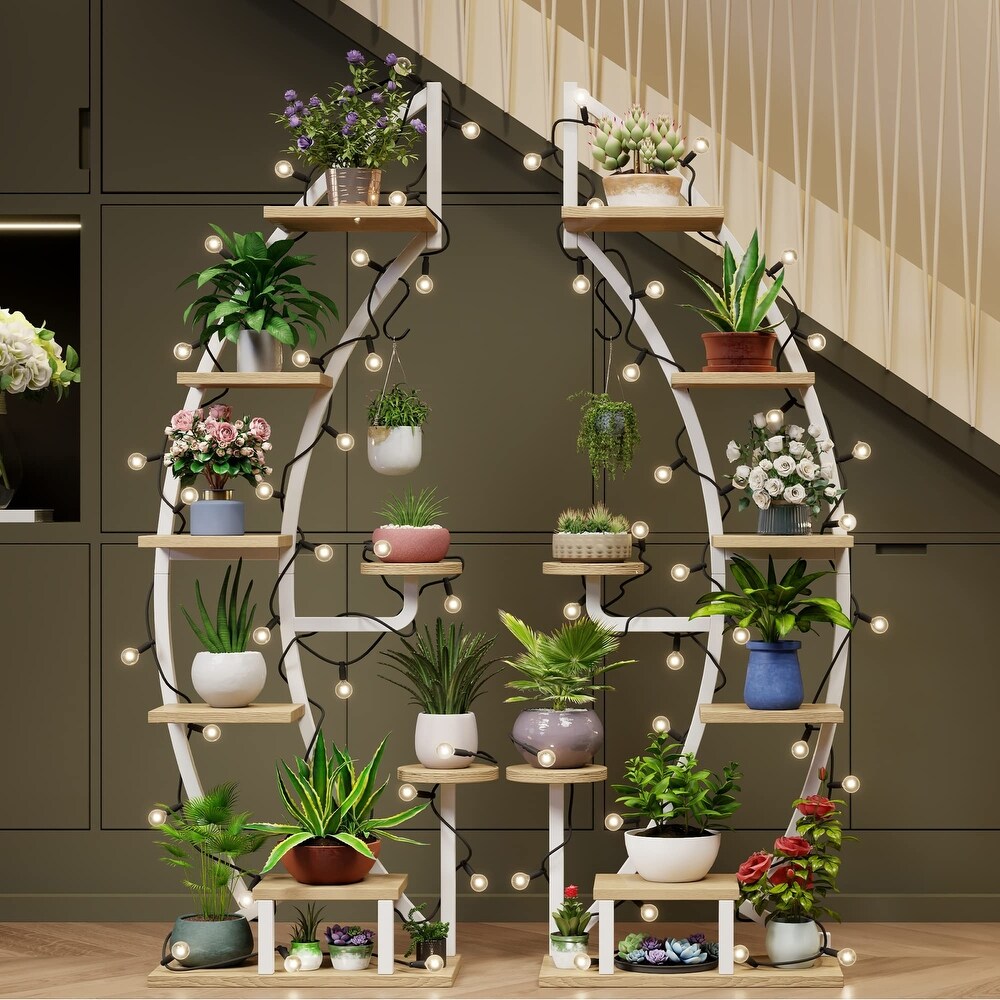 EROMMY Metal Plant Stand for Indoor Plants Multiple  Plant Shelf for Planter Display  Half Moon Plant Stand for Balcony