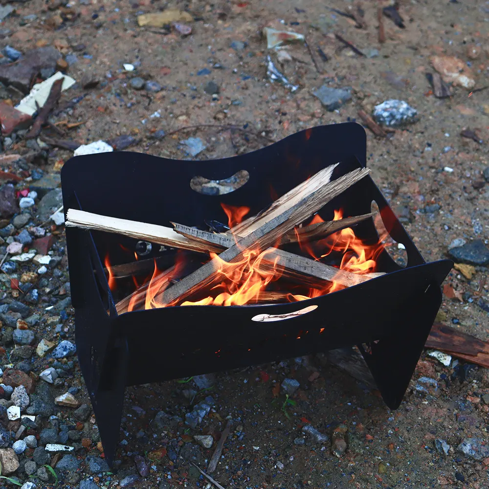 Factory OEM Portable Pop up Foldable Flat Packed Metal Fire Pits Wood Burning Outdoor Firepit