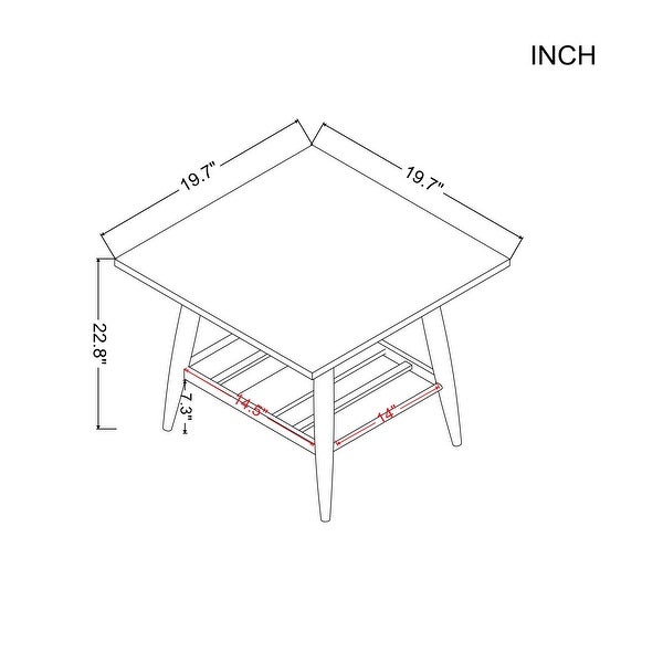 19.7 in. Brown Square Wood End Table with Bottom Storage Shelf