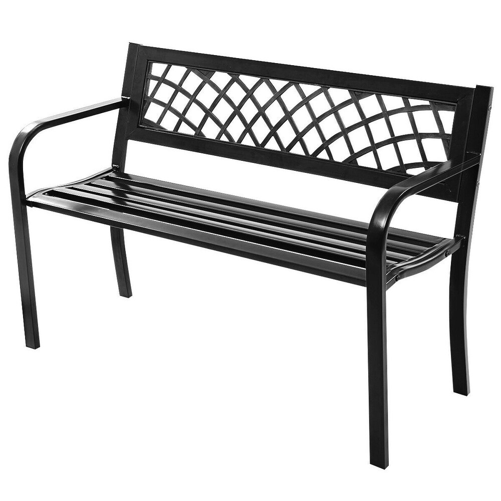 Costway Patio Park Garden Bench Porch Path Chair Outdoor Deck Steel