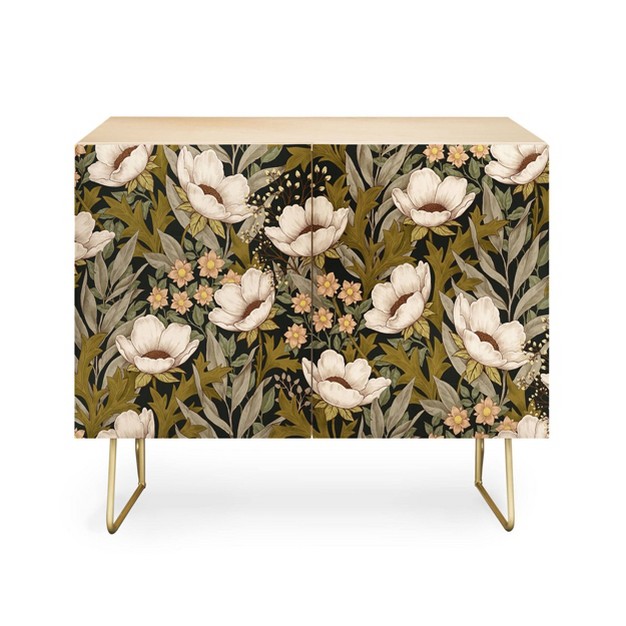 Avenie Floral Meadow Spring Green Credenza Deny Designs