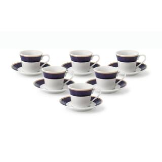 Lorren Home Trends Lorren Home 2 oz. Porcelain Espresso Set Service for 6-BlueGold Midnight-6