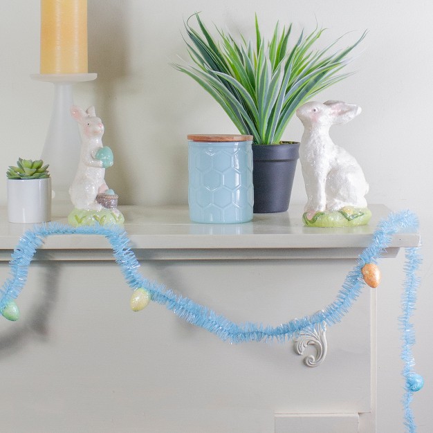 Unlit Blue Glittered Easter Egg Tinsel Garland