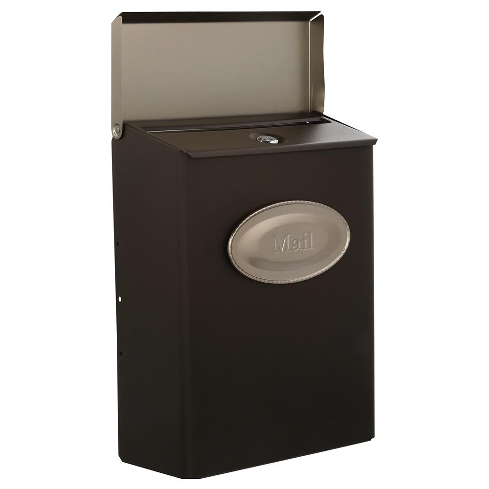 Gibraltar Mailboxes Designer Medium， Vertical， Wall Mount， Locking Mailbox， Venetian Bronze w/ Satin Nickel， DVKPBZ00