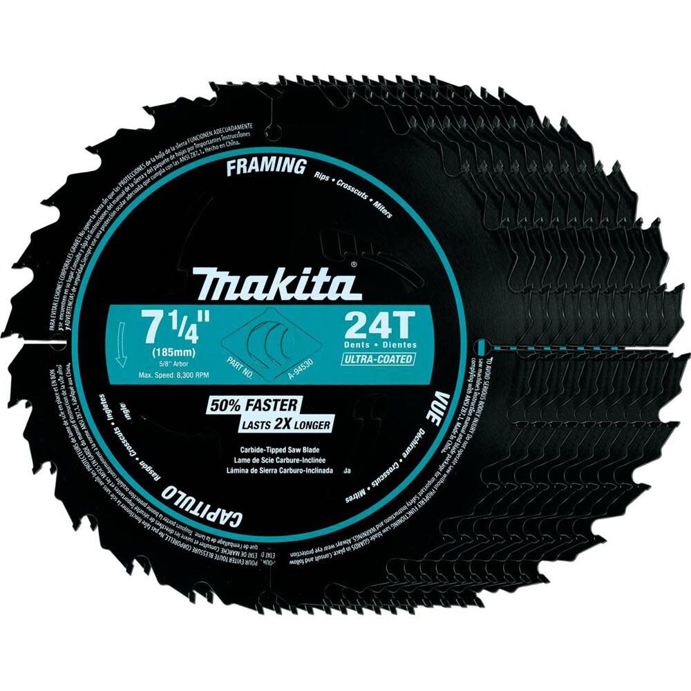 Makita 7-1/4 In. 24T Framing Blade 10Pk A-94530-10 from Makita