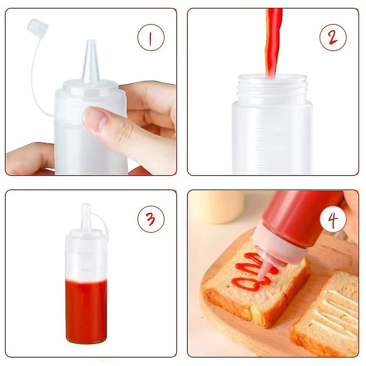 2pcs 8oz Food Grade Plastic Squeeze Condiment Bottles With Cap For Sauce Bottle Seasoning Dispensers