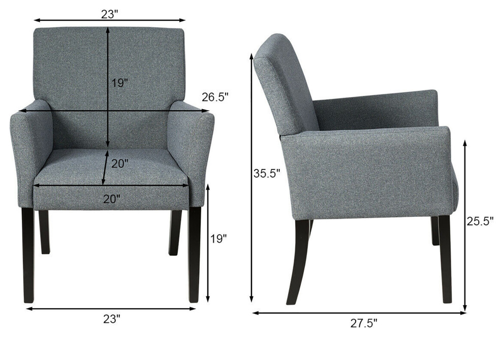 Executive Guest Chair Reception Waiting Room Arm Chair w/Rubber Wood Legs   Transitional   Armchairs And Accent Chairs   by Costway INC.  Houzz