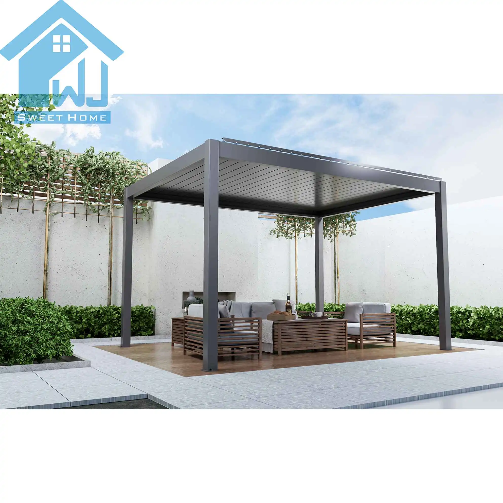 Standard Size Motorized Outdoor Patio Roofs Modern Louvre Roof Gazebo Outdoor Patio Sunshade Pergola Kits For Decking