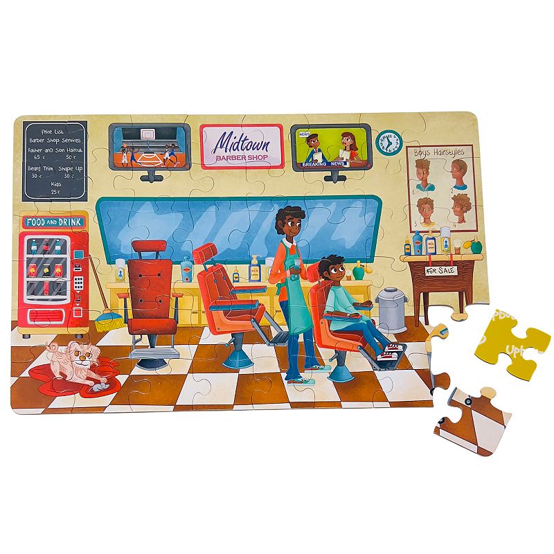 Upbounders A Day at The Barbershop 48-Piece Jumbo Floor Puzzle