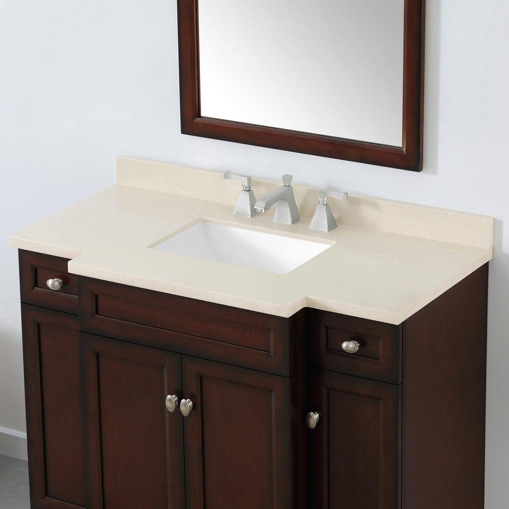 Home Decorators Collection Teagen 42in. W x 22in. D x 35in. H Bath Vanity in Dark Espresso w Cultured Stone Vanity Top in Beige w White Basin Teagen 42EB