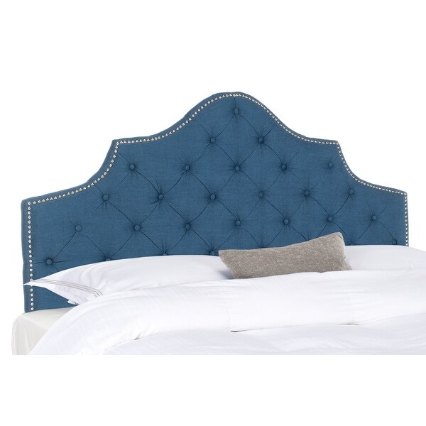 SAFAVIEH Arebelle Steel Blue Upholstered Tufted Headboard - Silver Nailhead (Queen) - - 12014909