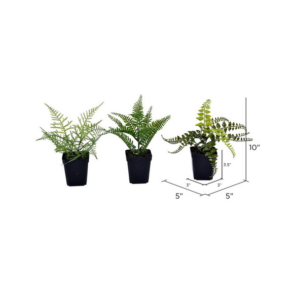 Vickerman FE192106 10 Green Potted Fern Assortmen...