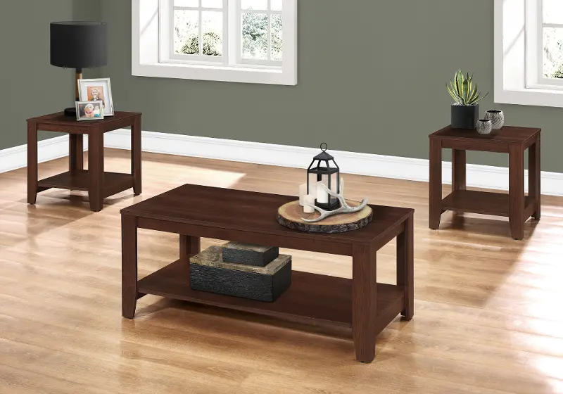 Cherry Wood 3 Piece Occasional Table Set