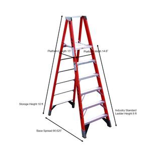 Werner 14 ft. Reach Fiberglass Platform Step Ladder with 375 lb. Load Capacity Type IAA Duty Rating P7408