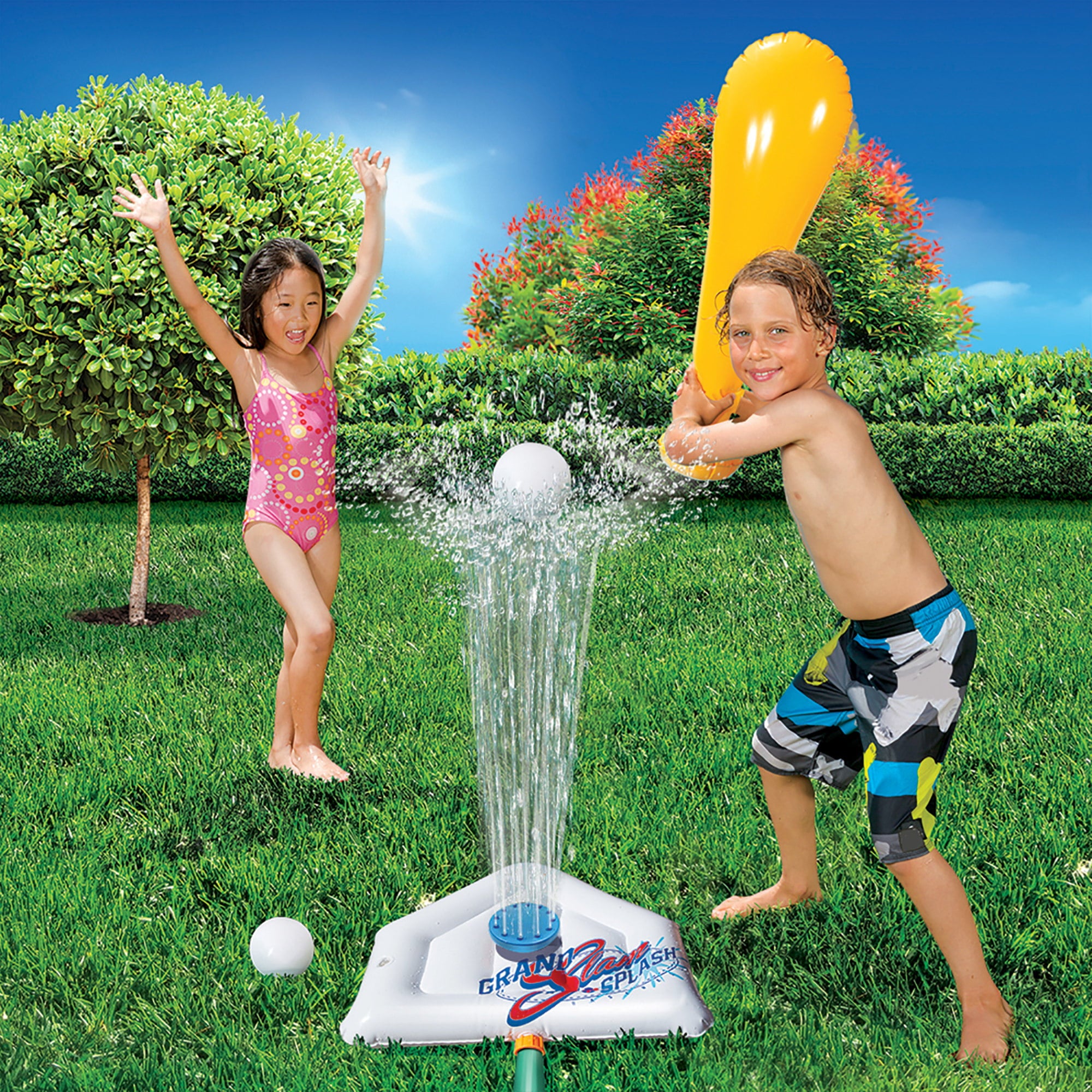 Banzai Grand Slam 'N Splash Sprinkler Baseball Game w/ Inflatable Bat and Ball