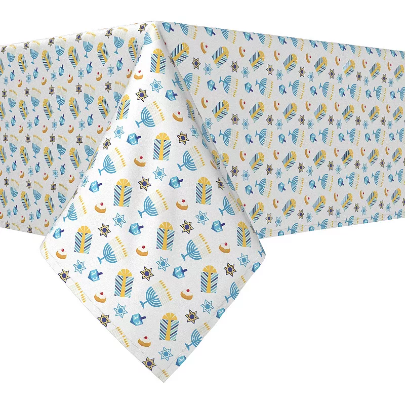 Rectangular Tablecloth， 100% Polyester， 60x120， Cute Menorahs and Stars