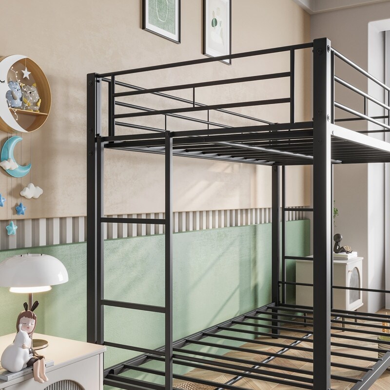 Heavy Duty Twin Bunk Beds with shelf and Slatted Support