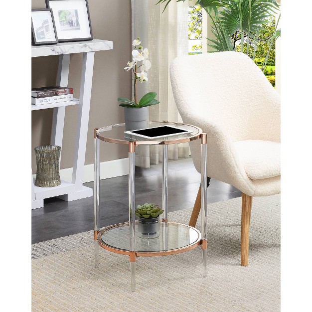 Royal Crest 2 Tier Acrylic Glass End Table Rose Gold glass Breighton Home