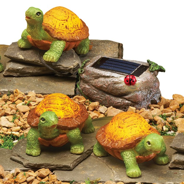 Collections Etc Solar Turtles Garden Figurine Set Of 3