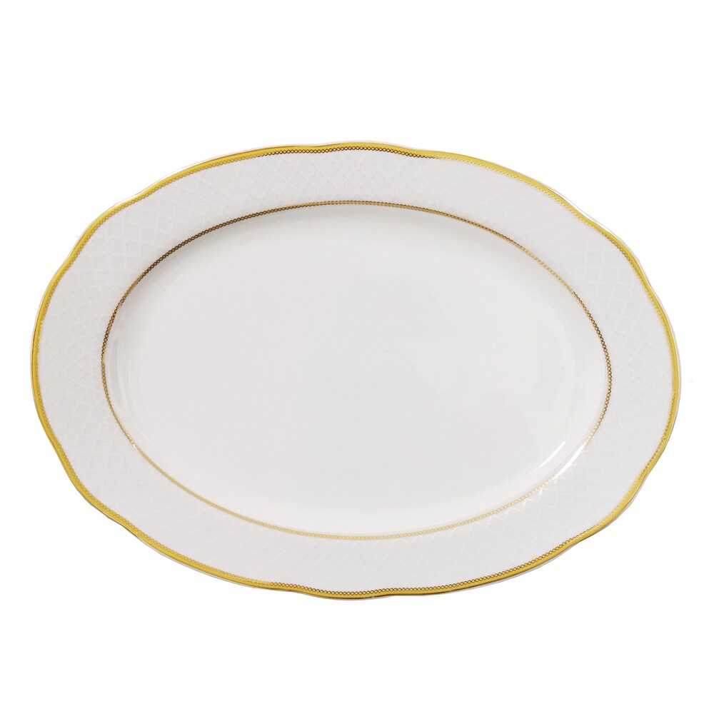 57 Piece Gold Wavy Dinnerware Set Porcelain China Service for 8 People Gloria