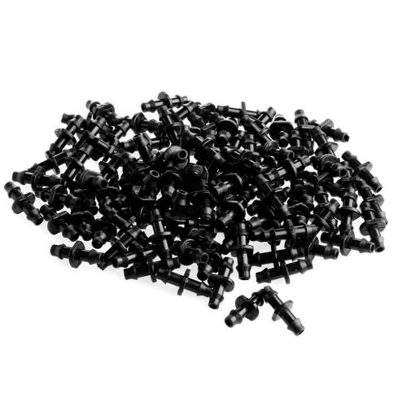 Yannee 200 Pcs 1/4 Inch Barbed Connector Plastic Drip Irrigation Straight Barbed Coupling Fitting for 4/7 mm Tube Drip Irrigation Watering System Black