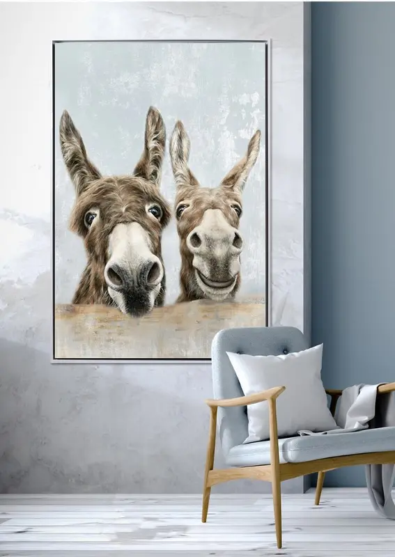 The Donkeys Hand Embellished Canvas Wall Art in Floater Frame